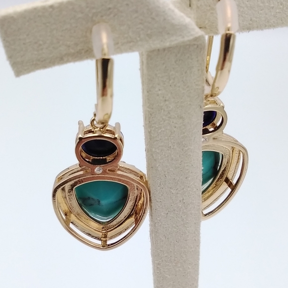 Blue Jessica Simpson Gold Plated Earrings - Picture 2 of 3